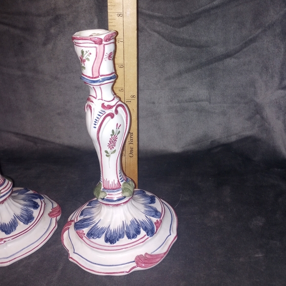 Vintage Set of 2 Hand Painted Italian Candlesticks 7 in EUC - Picture 8 of 8